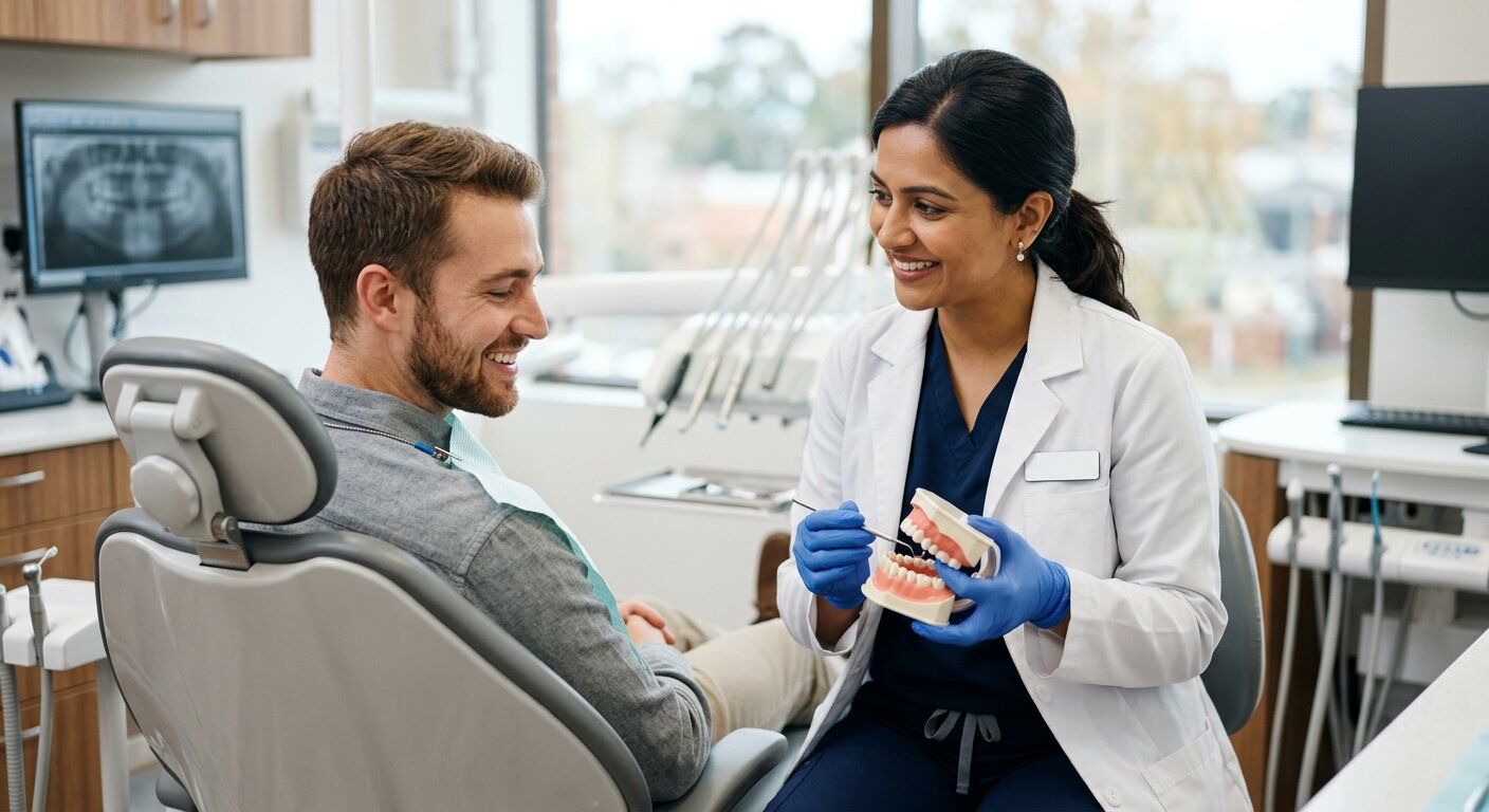 Dentist explaining treatment to a patient