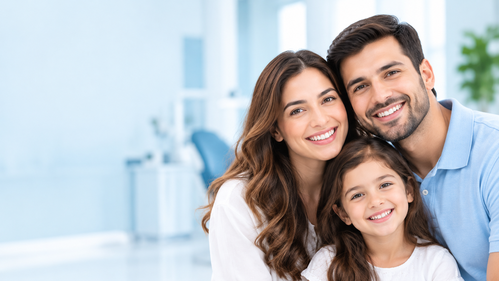 Family dental care, illustrative dental-care visual
