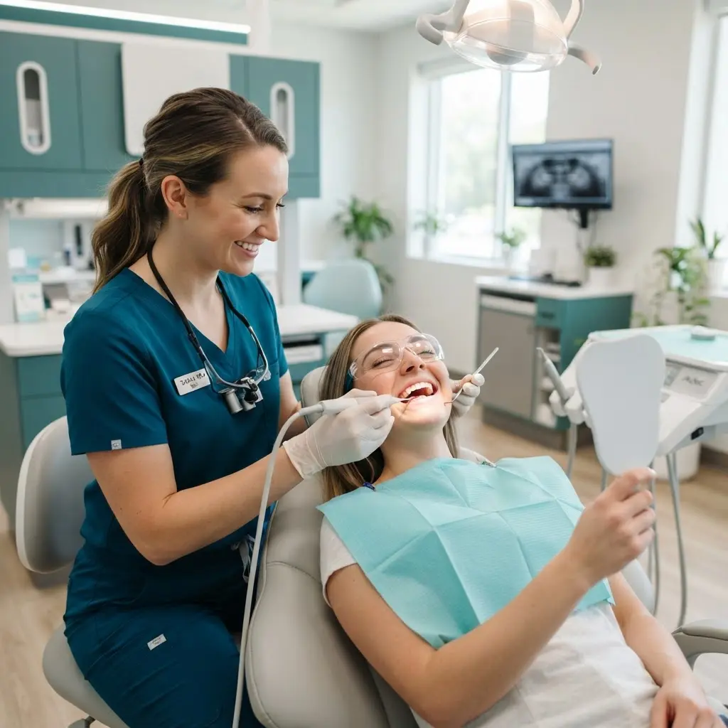 Scaling and polishing, illustrative dental-care visual