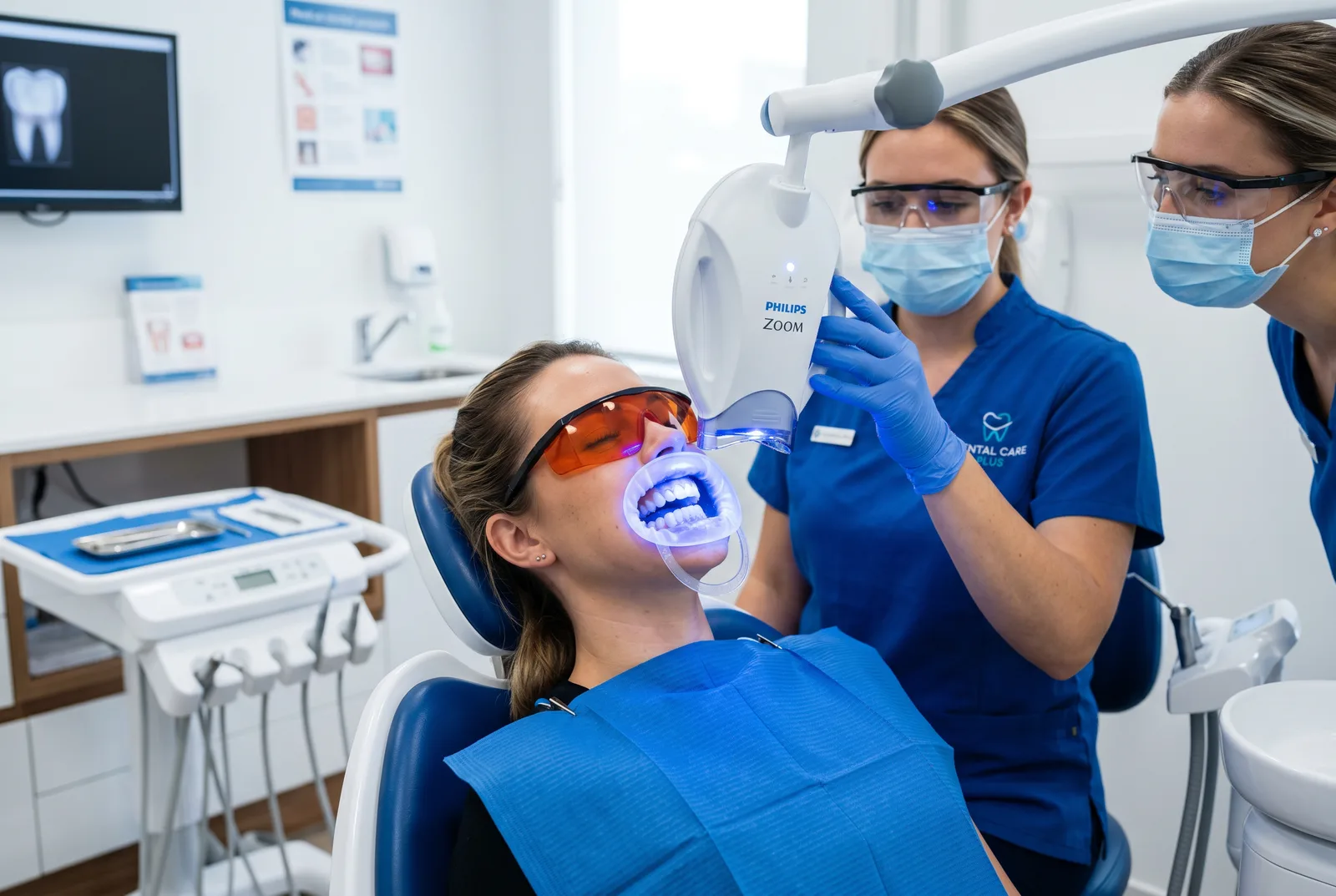 Whitening treatment, illustrative dental-care visual
